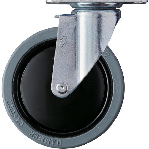 【ポイント10倍】ハンマー 静音旋回式ゴム車輪(ナイロンホイール・ラジアルボールベアリング)125mm 420..
