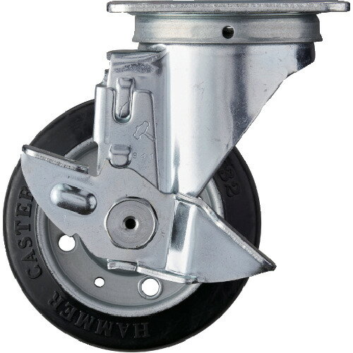 【ポイント10倍】ハンマー 旋回式ゴム車輪(ローラーベアリング)100mm ストッパー付 413S-RB100 【DIY ..