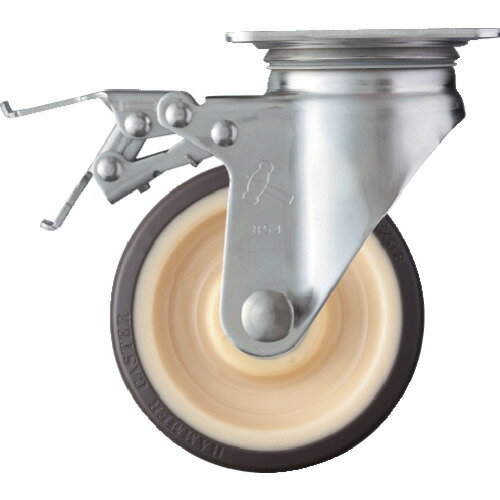 【ポイント10倍】ハンマー Sシリーズオールステンレス 旋回式ウレタン車輪(ローラーベアリング)125mm ..