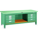 【ポイント10倍】トラスコ中山(株) TRUSCO 重荷重作業台(3000kg)TWZ型 1800X750XH740 4段引出X2付 グリーン色 STWZ-18...