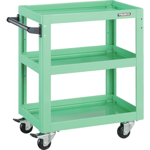 納期について：メーカー直送品(代引き不可)【DIY 工具 ツール トラスコ中山 オレンジブック TRUSCO 工事book トラスコ 】メーカー名：トラスコ中山(株)【 特長 】・車軸と共に車輪もロックするダブルロック式のキャスターです。・棚板は、皿型、フラット型の両面使用ができます。・棚板の組付けは、支柱にナット及びタップ加工をしているので、内側から六角レンチで締め付けることで組み立てが可能です。 仕様品名　　TRUSCO ツールワゴン ドルフィン 600X400 4輪自在 ヤンググリーン品番　　DLWS-763J-YG最大積載量(kg/台)　　250均等積載量(kg/段)　　120色　　ヤンググリーン間口(mm)　　658奥行(mm)　　400高さ(mm)　　763段数(段)　　3均等積載量(kg/段)棚板　　120キャスター径(mm)　　100こぼれ止め高さ(mm)　　50棚板こぼれ止め高さ　　50mmキャスター　　自在式 100mm(2個) 自在式(Wストッパー付) 100mm(2個)特許第4910097号登録商品【 材質／仕上 】本体:スチール/キャスター金具:スチール/車輪:ゴム質量　　15.7kg【 注意 】●「最大積載量」とは、各棚板の表面に均一に荷重をかけた場合に、耐えられる重さの合計をいいます。●「均等積載量」とは、棚板の表面に均一に荷重をかけた場合に、耐えられる重さをいいます。&nbsp;　