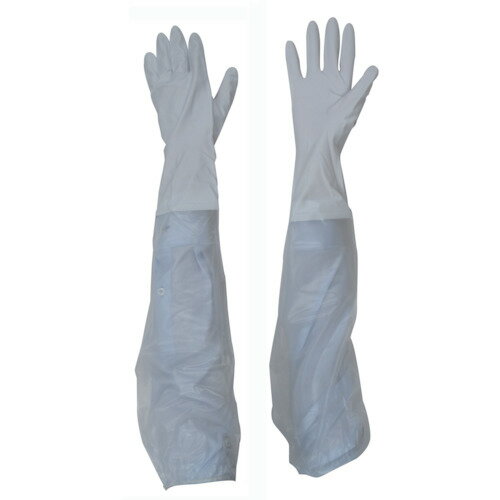 【ポイント10倍】(株)東和コーポレーション トワロン 腕カバー付手袋 ビニスター腕カバー付うす手 L 76..