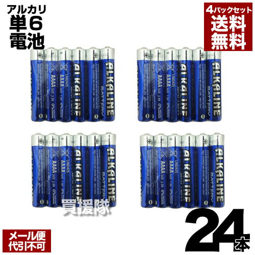 電池 単6 単6電池 アルカリ乾電池 6本入 [4パックセット] 合計24本 【ヒラキ 単6形乾電池 単六 乾電池 単六形電池 単6型電池 アルカリ電池 単6形 ペンライト交換 電源 消耗品 スタイラスペン …