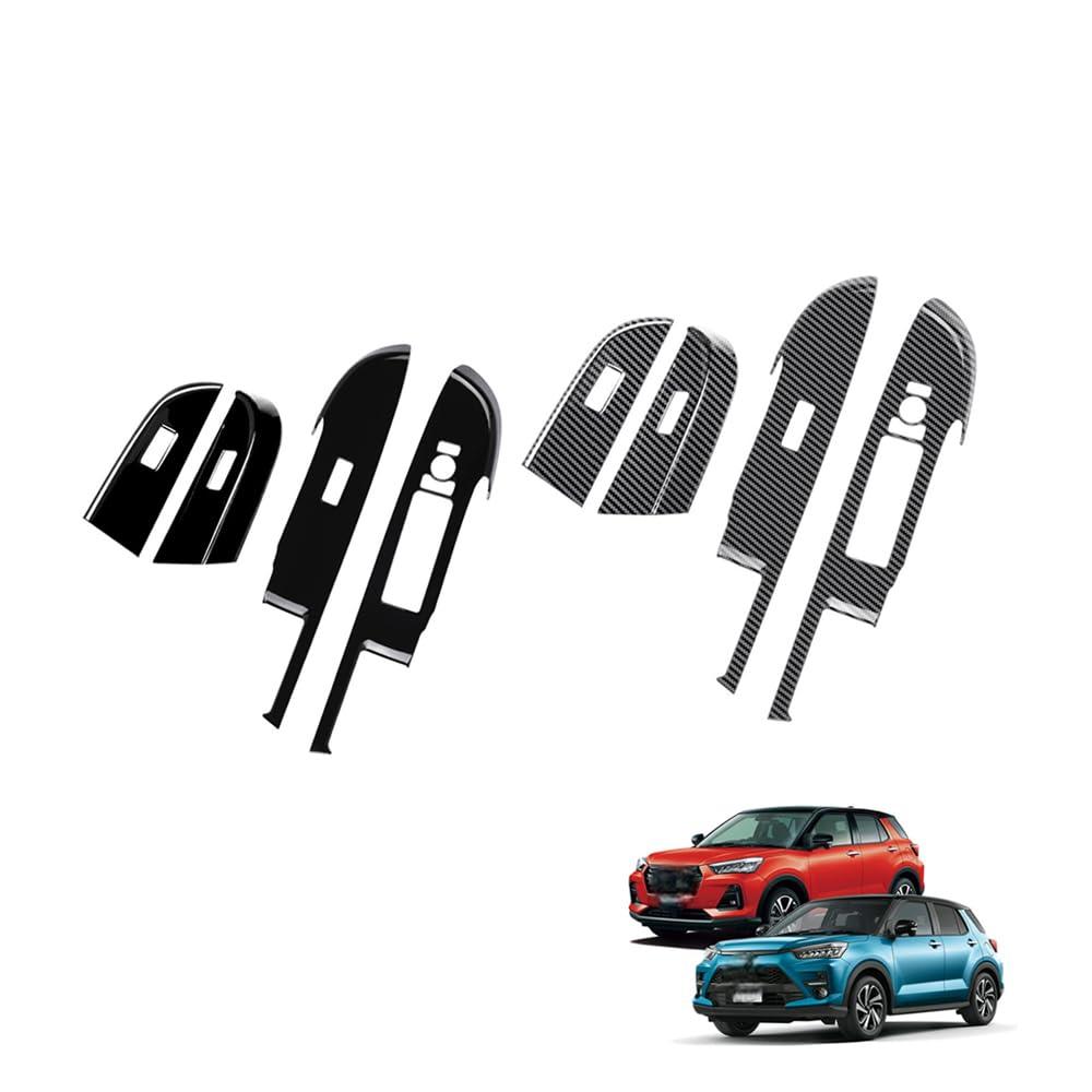 【適合車種】：、RAIZE（ライズ）に対応します年式：2019年11月〜仕様変更グレード：「X」、「G」、「Z」、「ハイブリッド G」、「ハイブリッド Z」全グレード対応！ 、ダイハツ ロッキー(ROCKY)に対応します年式：：2021年11月〜仕様変更グレード：「X HEV」、「Premiun G HEV」、「L」、「X」、「G」、「Premiun G」全グレード対応！【セット内容】：ライズロッキー 対応 ウィンドウスイッチパネル（内装4p）【上品な質感】：車内に高級感をプラスし、洗練されたインテリアを演出します！【高品質ABS素材専用設計】：高品質ABS樹脂を使用し、優れた耐久性とフィット感を実現。車種専用設計でズレや浮きもなく、内装にしっかり馴染みます。【取付方法】：取り付け簡単！両面テープで固定します！※取り付ける際はドライヤーなどで熱風をあてて少し軟化させてから取り付けると粘着性アップ。【適合車種】：、RAIZE（ライズ）に対応します年式：2019年11月〜仕様変更グレード：「X」、「G」、「Z」、「ハイブリッド G」、「ハイブリッド Z」全グレード対応！、ダイハツ ロッキー(ROCKY)に対応します年式：：2021年11月〜仕様変更グレード：「X HEV」、「Premiun G HEV」、「L」、「X」、「G」、「Premiun G」全グレード対応！【セット内容】：ライズロッキー 対応 ウィンドウスイッチパネル（内装4p）【上品な質感】：車内に高級感をプラスし、洗練されたインテリアを演出します！【高品質ABS素材専用設計】：高品質ABS樹脂を使用し、優れた耐久性とフィット感を実現。車種専用設計でズレや浮きもなく、内装にしっかり馴染みます。【取付方法】：取り付け簡単！両面テープで固定します！※取り付ける際はドライヤーなどで熱風をあてて少し軟化させてから取り付けると粘着性アップ。