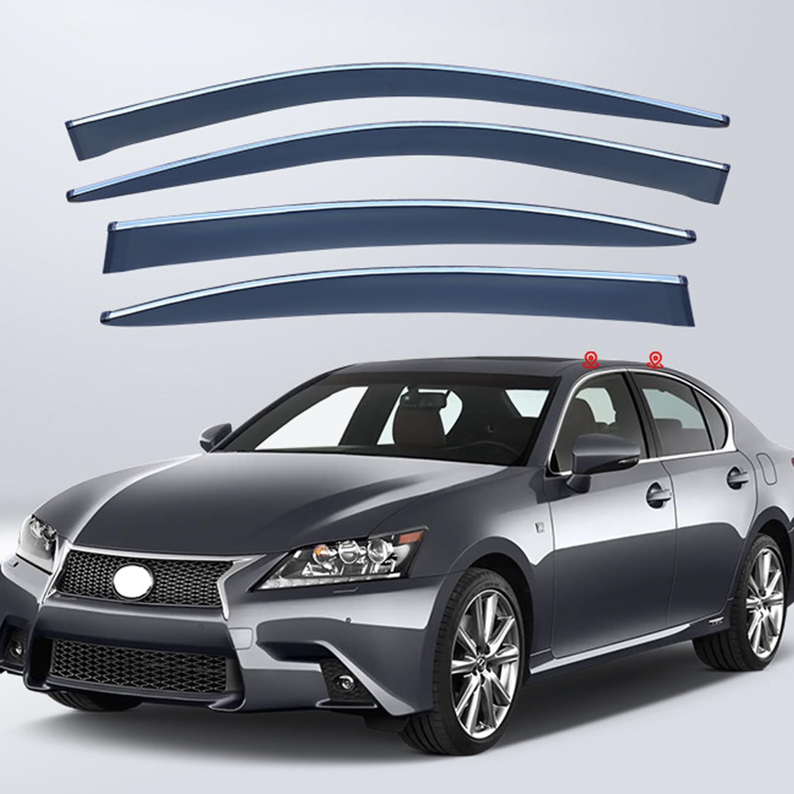 車用 サイドバイザー レクサス GS 2012-2020 ドアバイザー モール カーレインシールド 雨よけ バイザー..