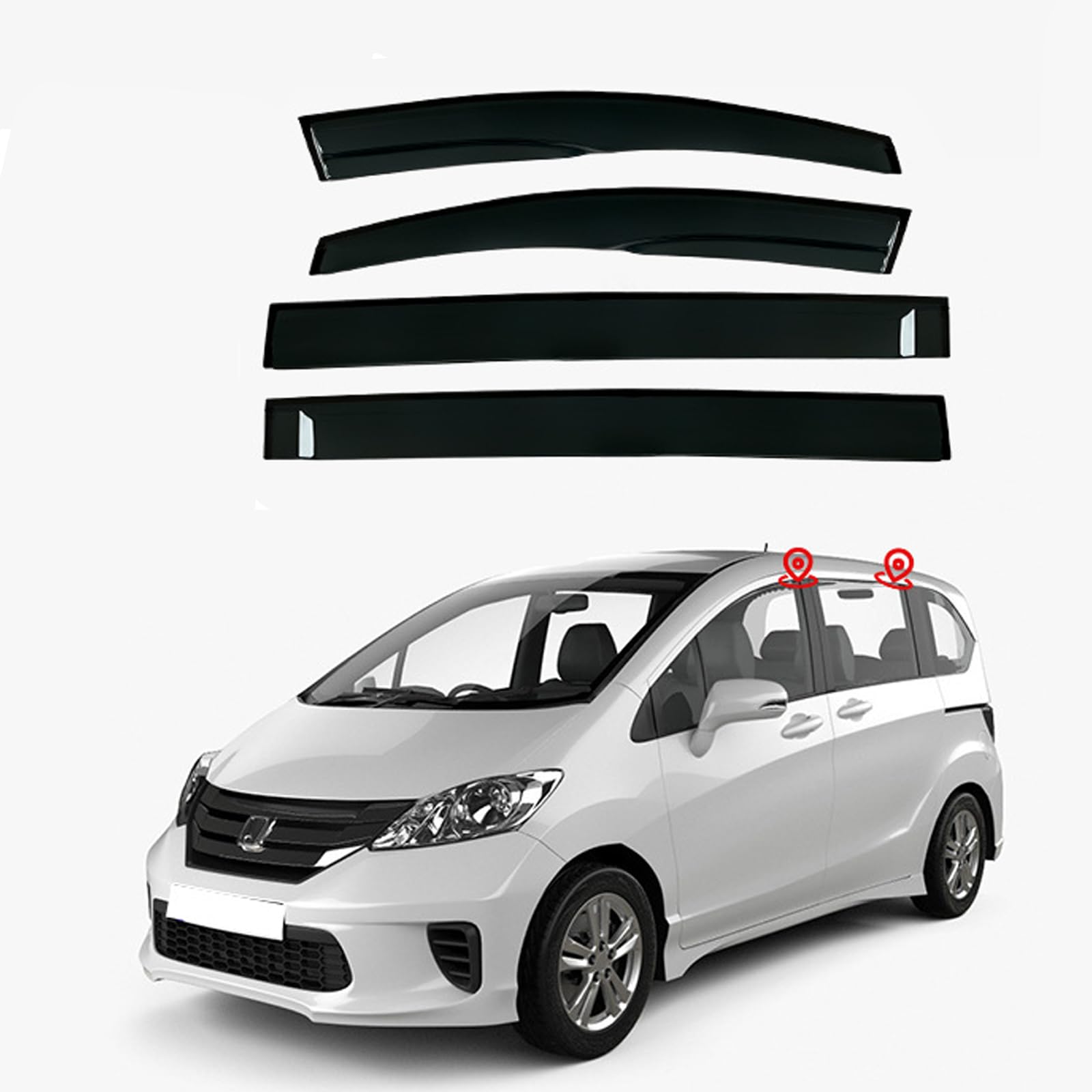 ホンダ フリード GB3/GB4/GP3 2008-2015 ドアバイザー 社外品 サイドバイザー アクリルバイザー 自動車バイザ カーレインシールド