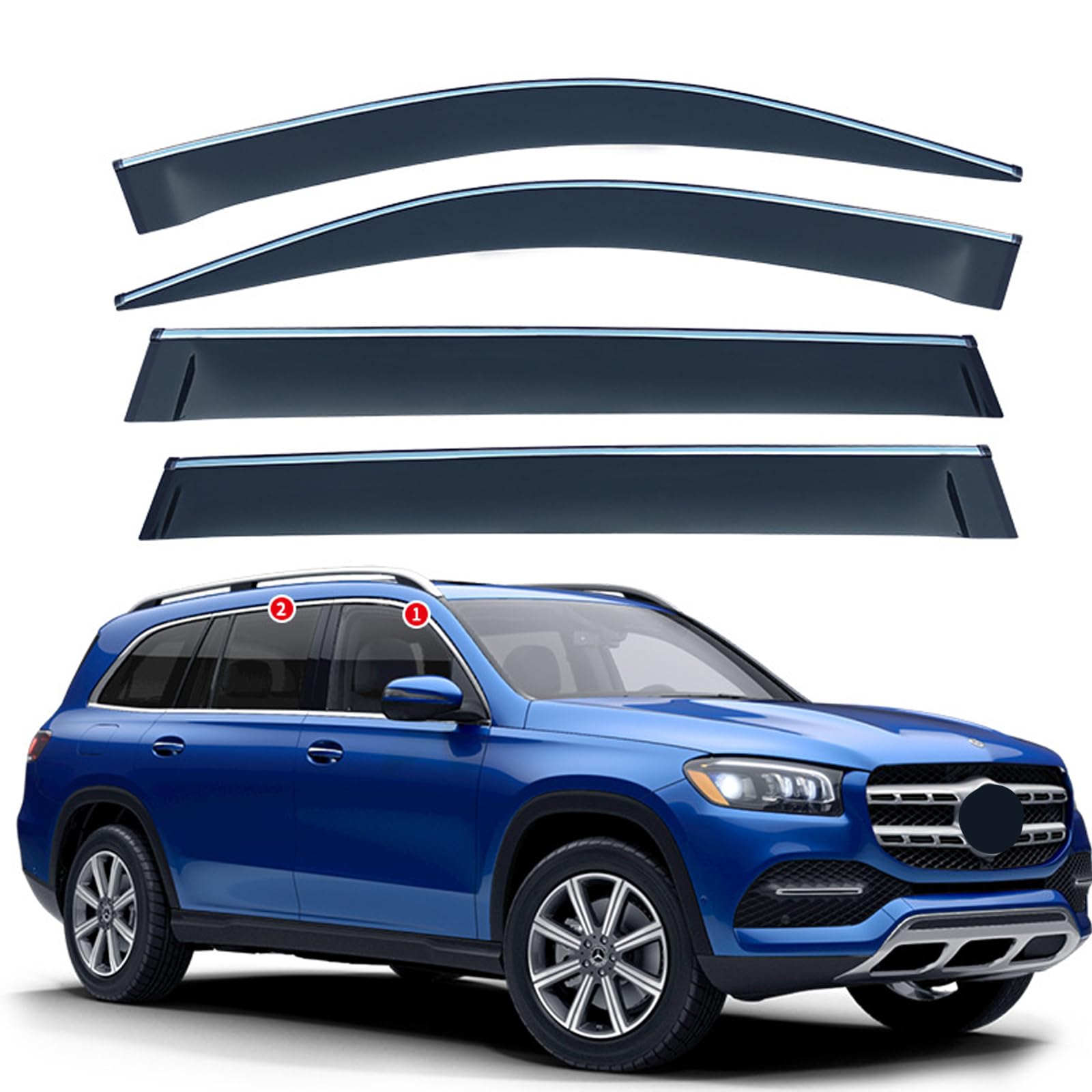 車用 サイドバイザー に適合 ベンツ GLS 167 2020- 雨よけ カーウィンドデフレクターウィン ドアバイザ..