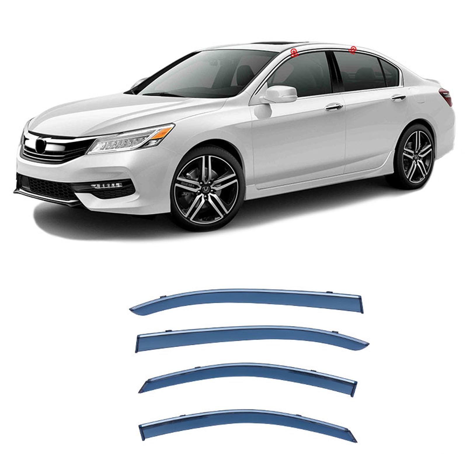 ホンダ アコード 2016-2017 ドアバイザー 半透明ブラック サイドバイザー カーレインシールド雨よけ ス..