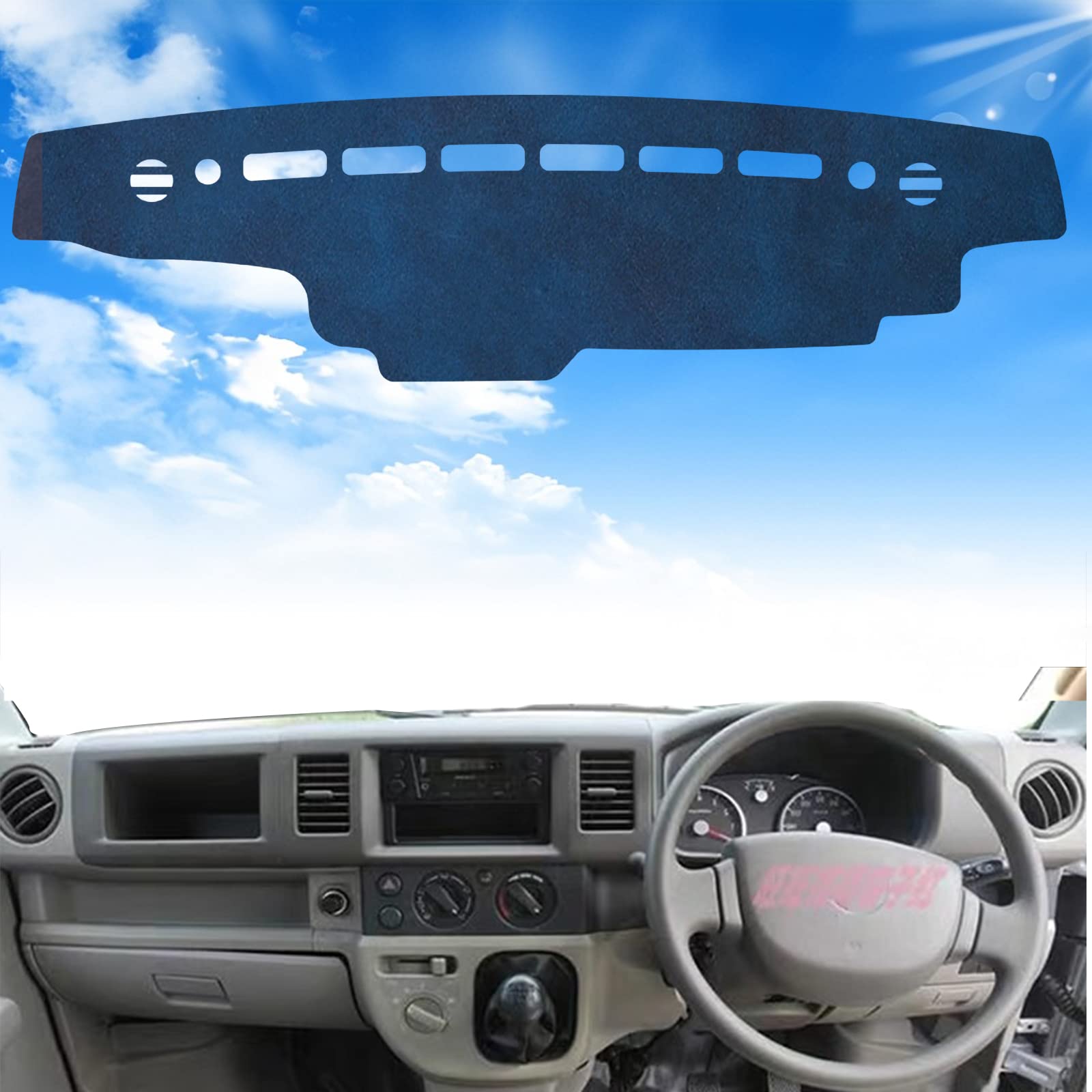 ダッシュボードライト-車種スズキ エブリイ DA17V DA17W に2015年2月専用設計[深海革素材 ]ダッシュボード滑り止め 車の日焼け止め 断熱紫外線パッド (ブルー)