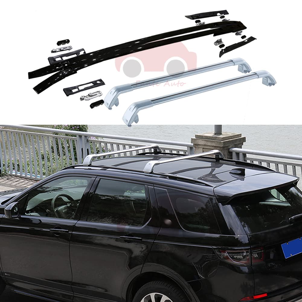 ランドローバー ディスカバリー スポーツ 2015-2022　ルーフレールラック+クロスバー荷物キャリアセット 4個 (ブラックRR + シルバーCB)