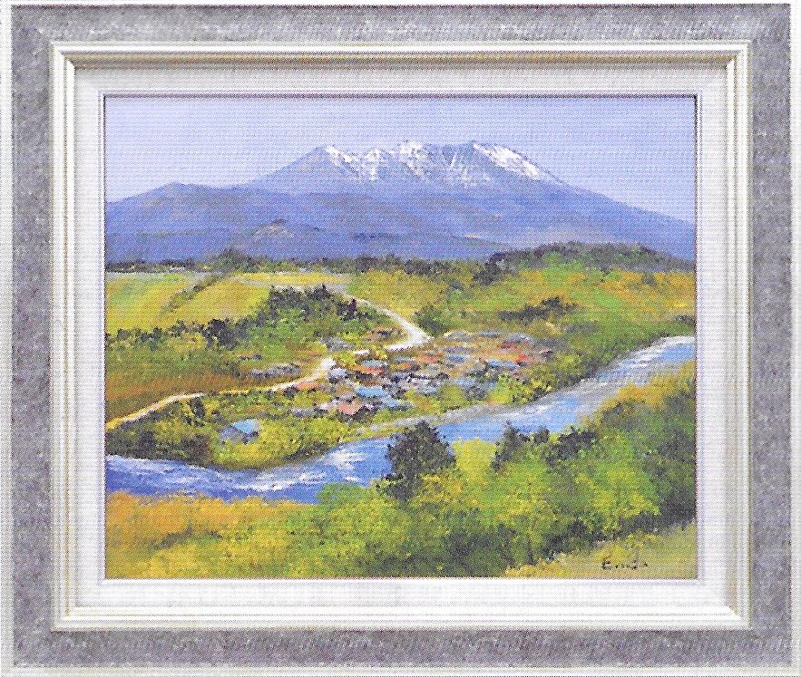 Rakuten - 【送料無料】絵画■遠藤勝■御岳開田高原 F6■油絵■風景画■自然■油彩画■手描き■額装込■新築祝い■贈答■開業祝い