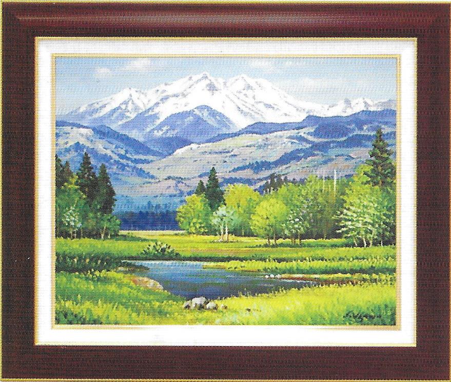 【送料無料】絵画■羽沢清水■乗鞍高原 F10■油絵■風景画■自然■油彩画■手描き■額装込■新築祝い■贈答■開業..