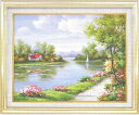 【送料無料】絵画■モリンガ■花畑に彩られて1 F6■油絵■風景画■自然■油彩画■手描き■額装込■新築祝い■贈答■開業祝い