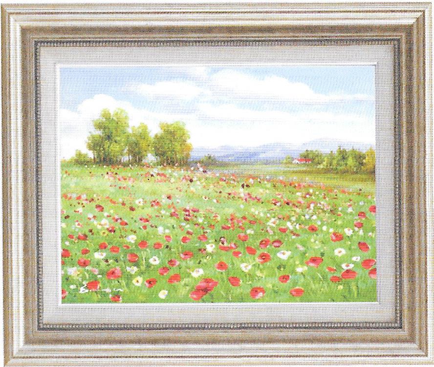 Rakuten - 【送料無料】絵画■エマ■アネモネの咲く丘 F6■油絵■風景画■自然■油彩画■手描き■額装込■新築祝い■贈答■開業祝い