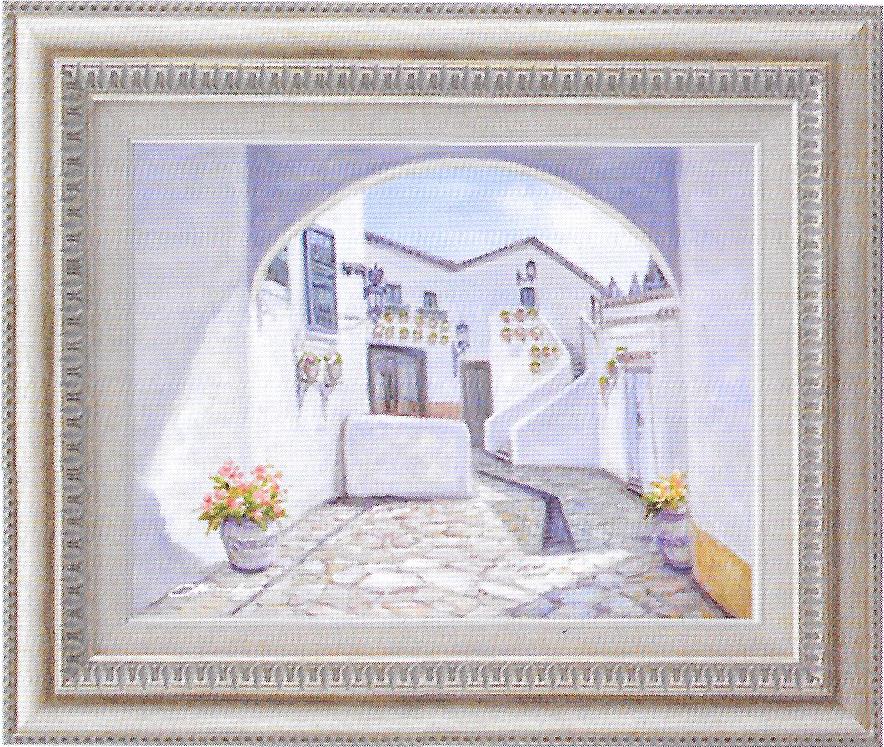 【送料無料】絵画■奥田ひとみ■石畳の街並み F6■油絵■風景画■自然■油彩画■手描き■額装込■新築祝い■贈答■..