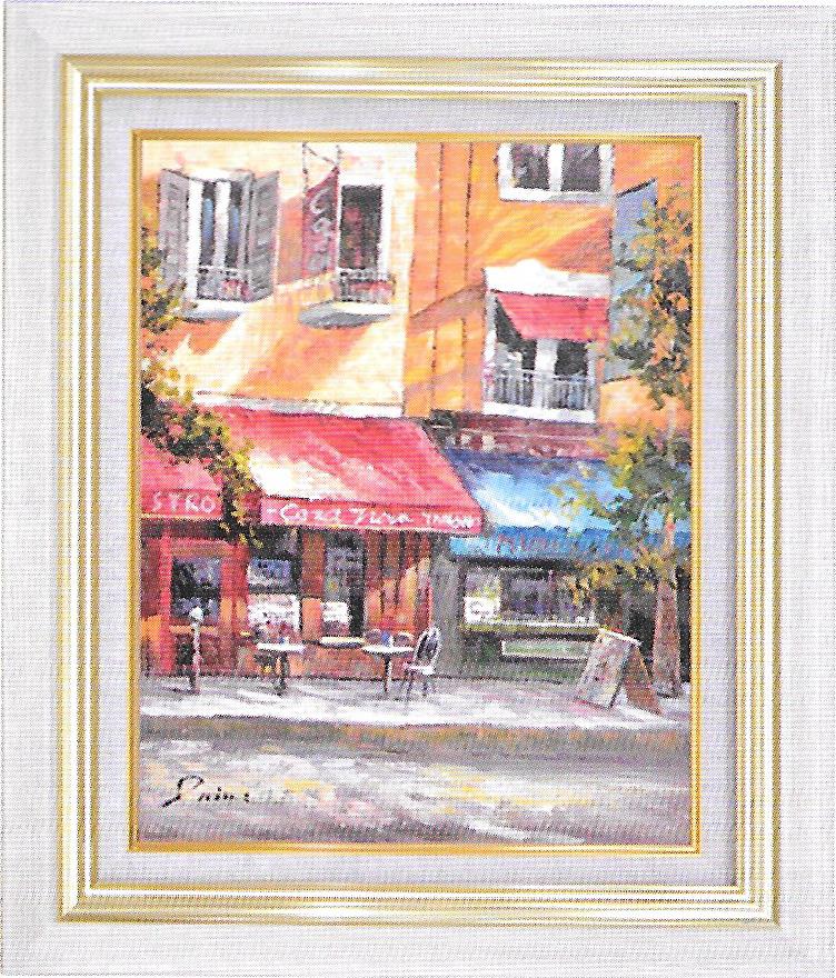 Rakuten - 【送料無料】絵画■山下大希■カフェ通り F6■油絵■風景画■自然■油彩画■手描き■額装込■新築祝い■贈答■開業祝い