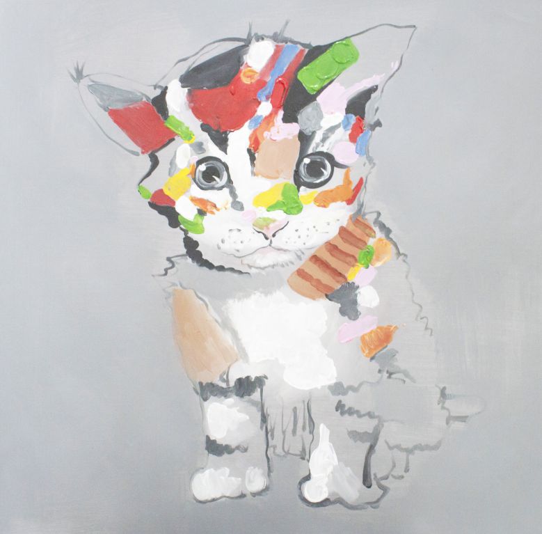 Rakuten - 【送料無料】絵画■手描きキャンバスアート■カラフルな猫■キャンバスアート■直筆■手描き■新築祝い■贈答■開業祝いになどにおすすめ