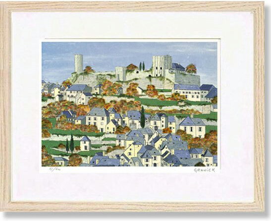 版画 限定 　　　 ： 600枚 額サイズ　 ： 45 x 56cm 作品サイズ： 25 x 35cm 重量　　　　： 1.6kg 額付価格部屋のインテリアとして最高のフレーミング仕上げ・・ 作品の価値を最大限引き出すため、上質の木製のベージュ色フレームで額装しました。　　　　　色：ベージュ、材質：木、表面：アクリル、左図：フレーム形状　　　　　 版画について版画の場合、作品下部左側に 125/500 のように数字（エディション）が入っています。これは分母の数字が作成（限定）枚数を表し、分子の数字は、作品番号を表してます。作品番号は管理上の通し番号として、刷り順とは関係なく入れられます。又、下部右側には作家のサインが入ります。 版画は愛好者が、作品を分かち合って持つことが出来る複数芸術で、現代の生活様式の中で、多くの人たちに支持されながら普及しているアートです。 作家略歴 1932年、フランスのバーガンディーに生まれる。パリのエコールナショナルスクール・オブ・ファインアートに学ぶ。パリの学校を卒業後、一年間アメリカに住み、その後フランスに戻り、10年間建築家として過ごした。最近の10年間は、ペインターとして絵を描き、フランスの各地、ジュネーブ、バゼル（スイス）やその他ヨーロッパの都市で展示会を行っている。 作家ポリシー「私が建築家だったころ、人々が住む場所が好きでした。家々は、住民の秘密を隠し、表側を見せます。私はキャンパスの上に、その生活を創作しようとします。時には、そこにいる住人を想像して描きます。　　　　　　　　　　　　　　　　　　　　　　 グラニックの他の作品をみる 　　