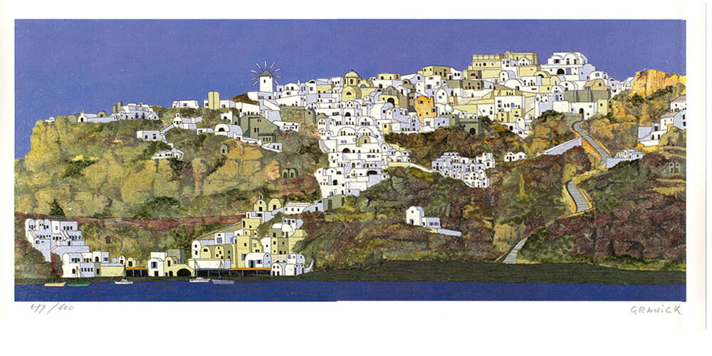 グラニック・キクラデス諸島の村（絵画・版画）