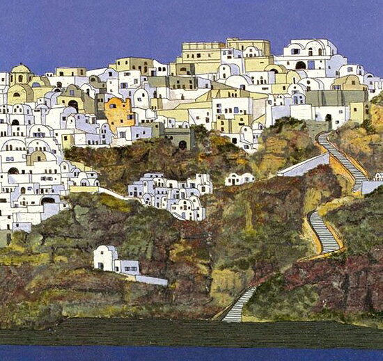 グラニック・キクラデス諸島の村（絵画・版画）