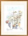 絵画 版画 鈴木新・イアの家並 ギリシア・サントリーニ島 風景画 インテリア