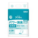 製品仕様 商品名 アクティ 　パワー消臭パッド600 数量 30枚入り サイズ 30×57cm 吸水量 総吸収量1050cc/目安吸収量600cc 商品説明 ○パワー消臭 気になる尿・汗・便のニオイをやわらげる超強力消臭シートを採用！ ○ワイド&amp;ダブル吸収体 尿や広がる軟便のモレをしっかりガード ○布感覚全面通気性バックシート ムレを防いでお肌さらさら ○お肌さらさらシート 尿を素早く吸収、逆戻りを防止 ○立体ギャザー 厚みのある立体ギャザーでワイド部分からの逆戻り防止 ○吸収体エンボス加工 シート全体で吸収するアクティ独自のエンボス加工で尿をすばやく吸収 ○センターライン表示 身体の中心に合わせやすいカラーのセンターライン 注意事項 ※画面上と実物では多少色具合が異なって見える場合もございます。ご了承ください。 ※複数店で在庫を共有しているため、ご注文のタイミングで在庫が確保できない場合がございます。 配送について ※ご注文受付後、通常1〜2営業日で発送いたします。 関連商品 &gt;&gt;ケース販売はこちら &gt;&gt;パワー消臭パッド900はこちら &gt;&gt;パワー消臭パッド1200はこちら 　 メーカー 日本製紙クレシア