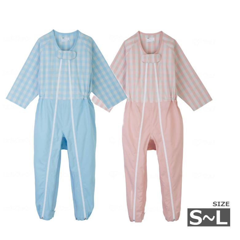 【通年用・介護つなぎ・S/M/L】コンビネーション フルオープン3本ファスナータイプ プッシュホック式 オールシーズン 5819 (エンゼル) 【送料無料】