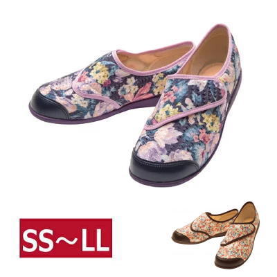 【婦人用：SS-LL】快歩主義 L131RS 5E 両足販売 ネイビーガラ/オレンジガラ　日本製　抗
