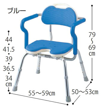 アロン化成 安寿 「ひじ掛け付シャワーベンチRE-U」 U字座面 レッド/ブルー 送料無料 入浴介助 在宅介護 風呂いす 椅子 介護 入浴 介助 浴室 風呂 バスベンチ 高齢者 老人