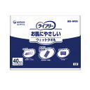 ライフリー お肌にやさしいウェットタオル 30×25cm 40枚入り 個包装 やわらかメッシュシート ノンアルコール 無香料 抗菌 (ユニ・チャーム)