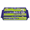 清拭用品 アクティ 楽ケアシリーズ　トイレに流せるぬれタオル 76枚入り 厚手・大判 20×20cm　ノンアルコール 無香料 弱酸性　 (日本製紙クレシア)