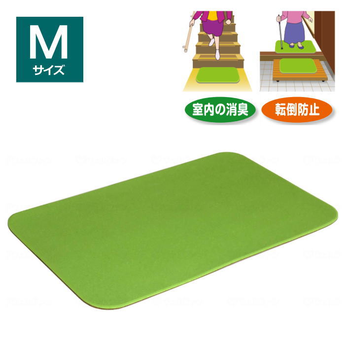 室内用滑り止めマット ダイヤストップマット Mサイズ 38×59cm グリーン 1枚 (シンエイテクノ)