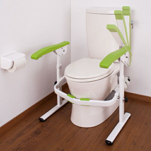 トイレ用手すり　たよレールrest ハイスペック　便器固定 両手すりはね上げタイプ 　BZR-01W　組み立て式 手すり高さ調節可　 （マツ六）【送料無料】