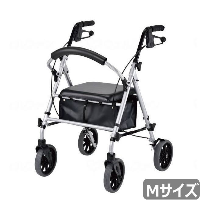 製品仕様 商品名 四輪歩行補助車　newあゆむくん Mサイズ　（V4209） 内容量 1台 素材・原材料 ○本体：アルミ サイズ（約） 使用時サイズ：高さ70.5〜91.4cm×奥行：60cm×横幅：61.2cm 座幅：34.5cm 座面奥行：33.5cm 座面高さ：47・54cm 折りたたみ時奥行：27cm 重量 8kg 耐荷重 75kg 商品説明 体格に合わせて選べる2サイズ &gt;&gt;Lサイズはこちら ・手元ブレーキ付き ・背もたれつきで座りやすい ・座面の下は荷物が入れられるバッグ付き（〜1kgまで） ・後輪は旋回しない車輪で横歩きを防ぎます。 ・使わない時や移動の時には折りたたんでコンパクトに ※折りたたんだ状態では自立しません 注意事項 ※画面上と実物では多少色具合が異なって見える場合もございます。ご了承ください。 ※ご注文受付後、通常1〜2営業日で発送いたします。 複数店で在庫を共有しているため、ご注文のタイミングで在庫が確保できない場合がございます。在庫が確保できなかった場合はメールでご連絡させていただきます。 メーカー ウェルケアバンク &gt;&gt;シルバーカータイプはこちら