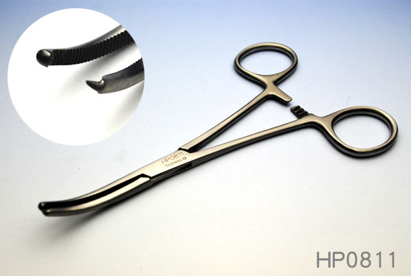 ＜メール便送料無料＞ホスピタルサービス コッヘル鉗子(かんし)曲　有鈎(ゆうこう)　HP0811【手術用 ペット手術 医療用はさみ 鋼製小物 手術器具 動物手術 ハサミ】