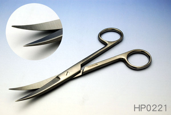 ＜メール便送料無料＞ホスピタルサービス 外科剪刀(げかせんとう)　　曲　両尖(りょうせん) HP0221【手術器具 手術用 ペット手術 動物手術 医療用はさみ 鋼製小物 ハサミ】