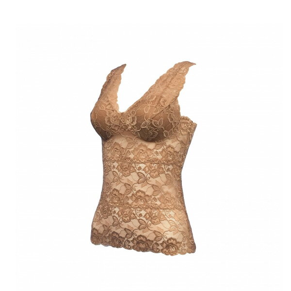 アボワール 総レース ワイドストラップキャミソール モカ LL avoir ノンワイヤー これから ブラキャミ【総レース・ソフトなフィット感・楽ちん・乳がん 下...