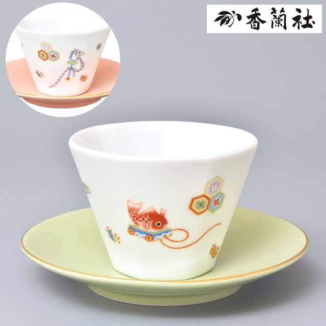 カップ＆プレート 節句文 春駒/鯛車 P1047-1CZFA/F1048-1CZFA 食器 お皿 こども 縁起柄 お祝い飾り お..
