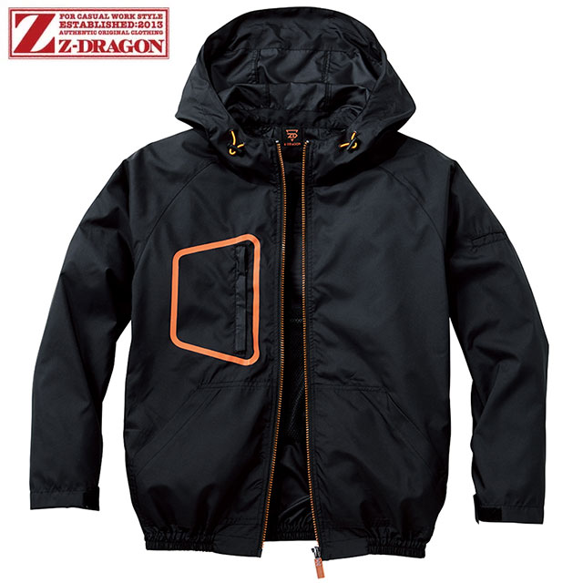 Rakuten - Z-DRAGON　空調服長袖ブルゾン(ファン無し)　フード付き　74160　ブラック　自重堂【空調服　長袖ブルゾンタイプ・空調服　ジードラゴン・空調服　かっこいい・作業服　ファン専用・JICHODO　空調服】