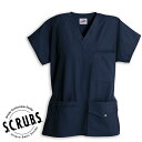 <メール便送料無料>男女兼用スクラブ S.C.R.U.B.S スクラブズ UNISEX6ポケット スナップトップ ネイビー Z1J15【白衣 医療スクラブ 看護...
