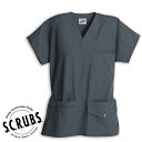 <メール便送料無料>男女兼用スクラブ S.C.R.U.B.S スクラブズ UNISEX6ポケット スナップトップ ピューター Z1J15【白衣 医療スクラブ 看...