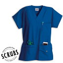 <メール便送料無料>男女兼用スクラブ S.C.R.U.B.S スクラブズ UNISEX6ポケット スナップトップ ロイヤル Z1J15【白衣 医療スクラブ 看護...