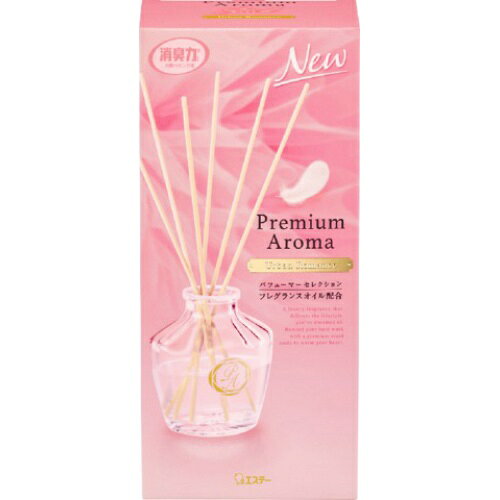 商品名：エステー 消臭力 部屋用 Premium Aroma Stick 本体 アーバンロマンス 50ml内容量：50mlJANコード：4901070128914発売元、製造元、輸入元又は販売元：エステー株式会社原産国：日本商品番号：101-50258ブランド：お部屋の消臭力PA心輝く。ぜいたくフレグランス。 芳香剤●パフューマーが厳選したフレグランスオイルを配合し創りあげた香水調の香りがスティックから広がります。●当社液体タイプと比べ、フレグランスオイルを5倍濃密に配合。ぜいたくな香りです。●スティックの本数で香りの強さの調節ができます。●フレグランスオイルとスティックはつめかえ方式です。別売りのつめかえ用で新しい香りをお楽しみいただけます。●香りは通常約1〜2ヶ月持続します。（スティック6本の場合）広告文責：アットライフ株式会社TEL 050-3196-1510 ※商品パッケージは変更の場合あり。メーカー欠品または完売の際、キャンセルをお願いすることがあります。ご了承ください。
