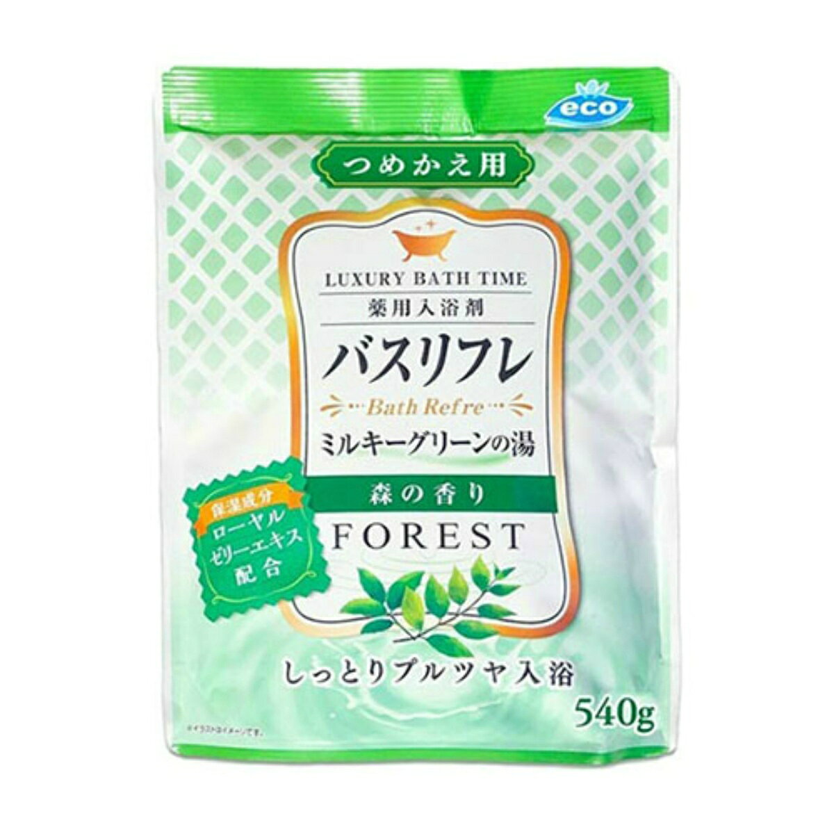 【あわせ買い2999円以上で送料お得】ライオンケミカル バスリフレ 薬用 入浴剤 グリーンのにごり湯 つめかえ用 森林の香り 540g