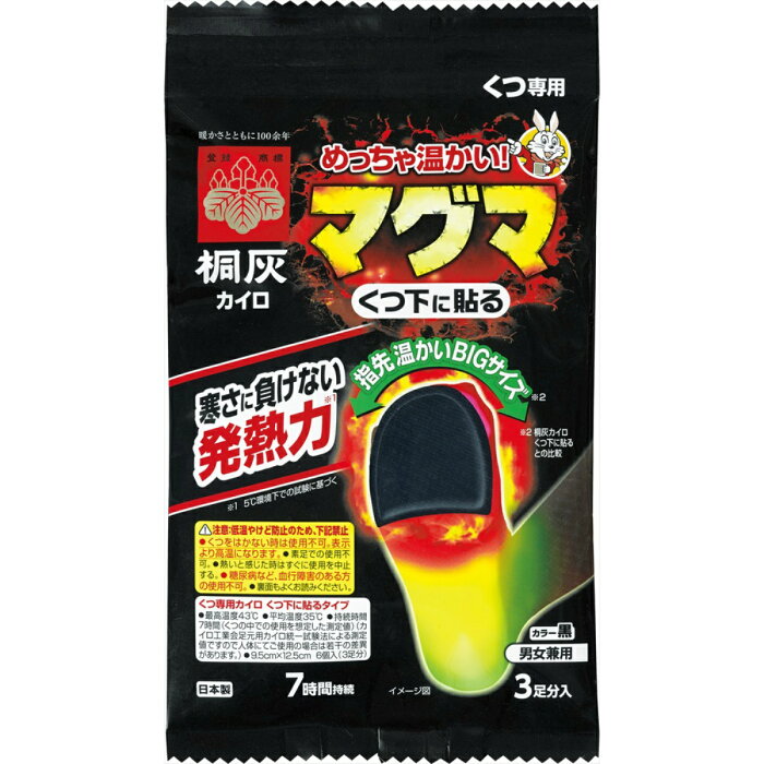 【あわせ買い2999円以上で送料お得】小林製薬 マグマ くつ下に貼る 黒 3足分入 くつ専用 カイロ