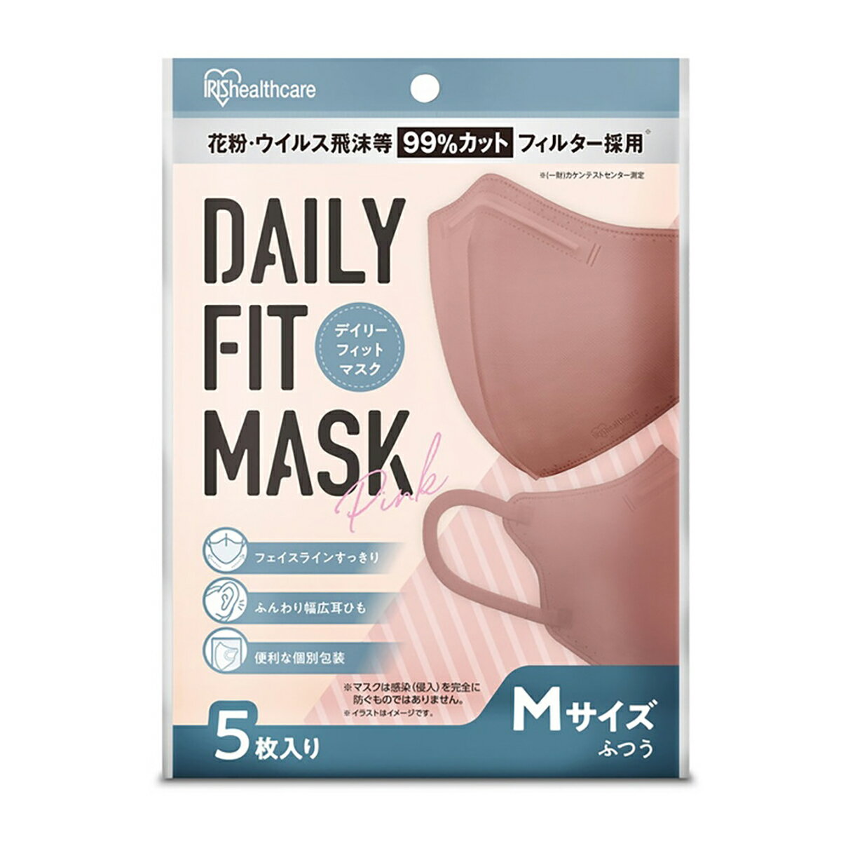 【送料込・まとめ買い×11個セット】アイリスオーヤマ DAILY FIT MASK デイリー フィット マスク 立体 Mサイズ ふつう ピンク RK-D5MP 5枚入（ 4967576557597 ）