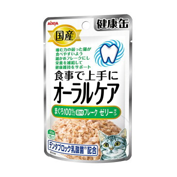 【送料込・まとめ買い×48個セット】アイシア 国産 健康缶 パウチ オーラルケア まぐろ細かめフレーク ゼリータイプ 40g 猫用