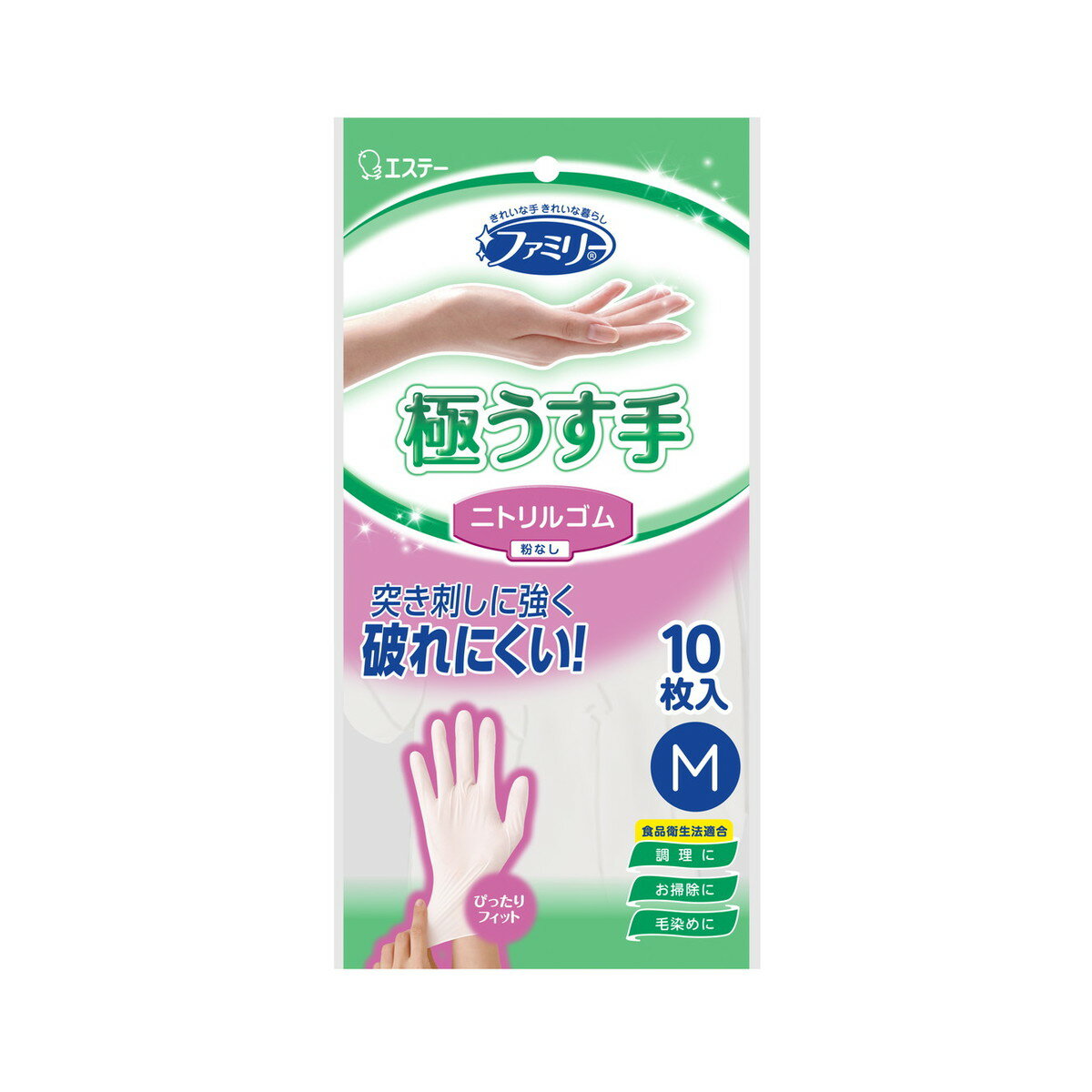 Rubber Gloves - 【あわせ買い2999円以上で送料お得】エステー ファミリー ニトリルゴム 極うす手 M ホワイト 10枚入