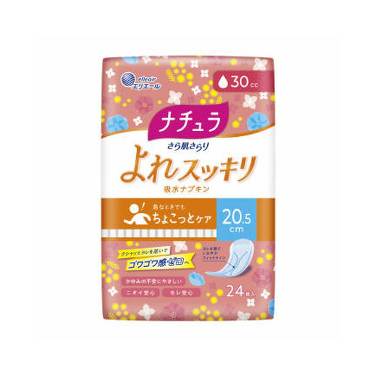 【今月のオススメ品】大王製紙 ナチュラ さら肌さらり よれスッキリ 吸水ナプキン 20.5cm 30cc 24枚入 【tr_1083】