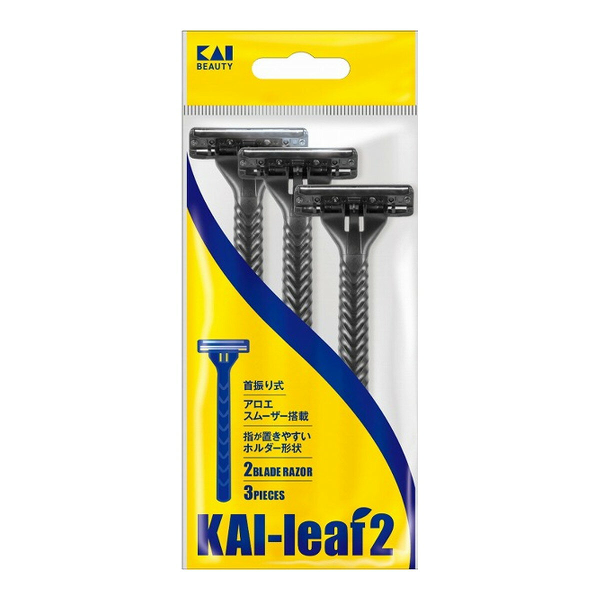 商品名：貝印 KAI leaf2 GA0003 （3本入）内容量：3本JANコード：4901331006401発売元、製造元、輸入元又は販売元：貝印原産国：ベトナム商品番号：101-4901331006401商品説明スムーザー搭載でなめらかな肌あたり広告文責：アットライフ株式会社TEL 050-3196-1510 ※商品パッケージは変更の場合あり。メーカー欠品または完売の際、キャンセルをお願いすることがあります。ご了承ください。